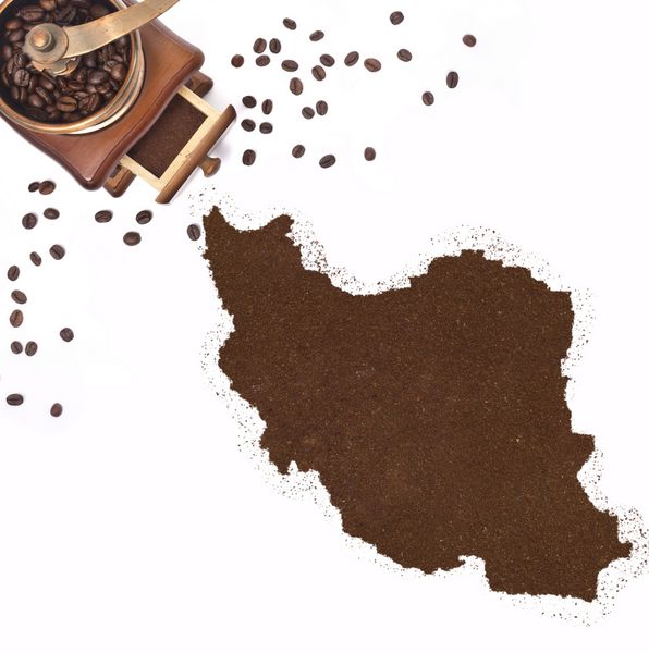 پودر قهوه به شکل ایران و آسیاب قهوه تزئینی سری
