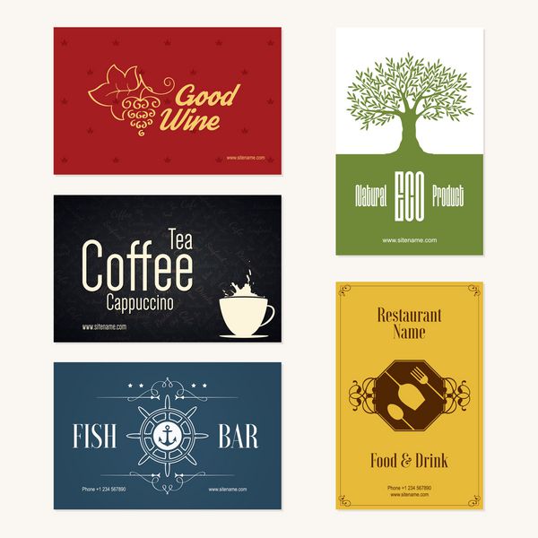 مجموعه 5 کارت ویزیت دقیق برای کافه و رستوران