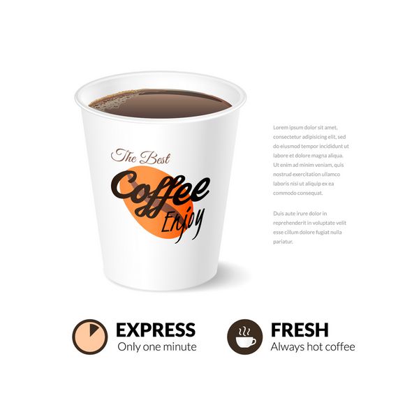 قالب کارت با فنجان قهوه تصاویر وکتور استفاده برای منو یا وب سایت