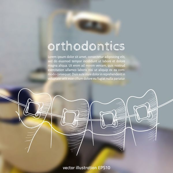 وکتور پس زمینه تار یک دندانپزشک با یک طرح - درمان ارتودنسی brs