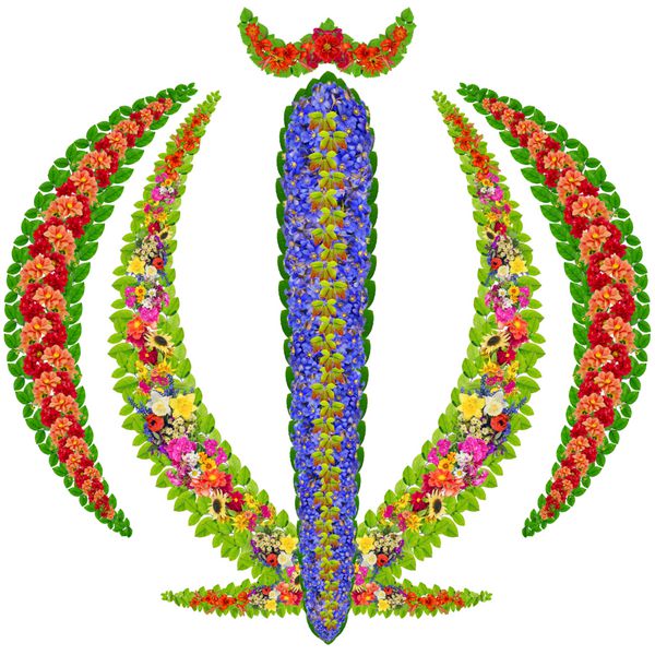 نماد اسلامی - شمشیرهای حضرت محمد ذوالفقار - ساخته شده از گل و برگ کلاژ دست ساز انتزاعی جدا شده