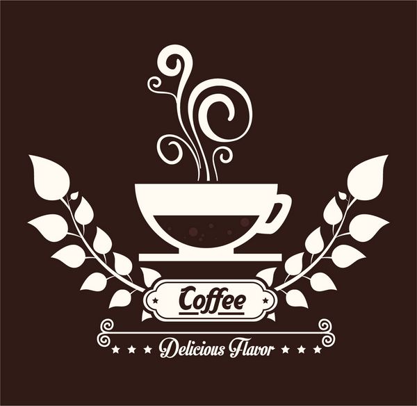طرح قهوه روی پس زمینه قهوه ای وکتور