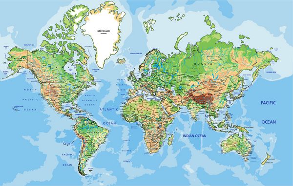 نقشه جهان بسیار دقیق با برچسب وکتور