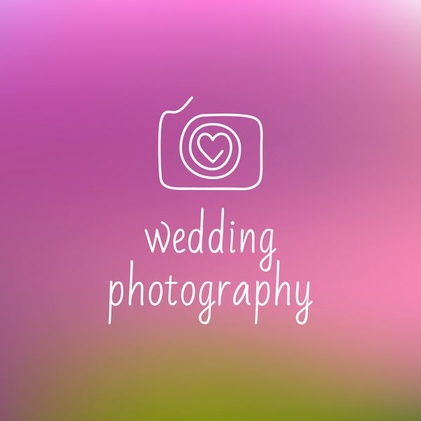 لوگو با تصویر دوربین قلب نمودارهای کانتور عکاسی عروسی استودیو پو عروسی پس زمینه تار