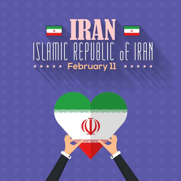 کارت جشن ملی جمهوری ایران پرچم ها را با پس زمینه صاف نگه می دارند الگوی وکتور نشان ها