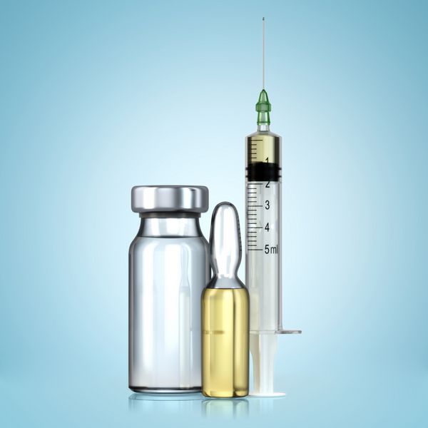 واکسن در ویال با سرنگ مفهوم واکسیناسیون 3 بعدی