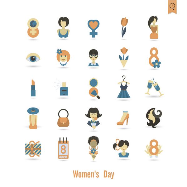 عناصر طراحی برای روز جهانی زن 8 مارس نمادها بردار