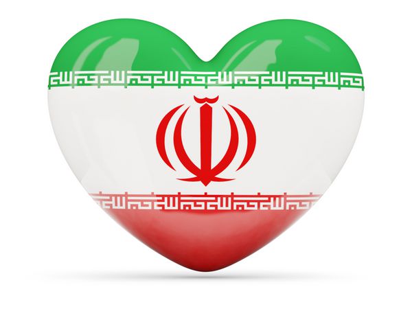 نماد قلب با پرچم ایران جدا شده روی سفید
