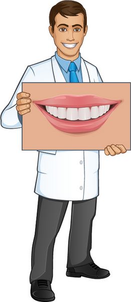 دندانپزشک دلسوز پوستری دارد که دهان را نشان می دهد