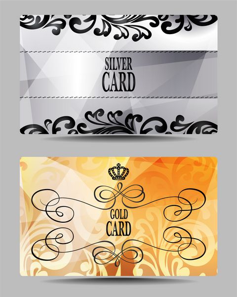 کارت های vip نقره ای و طلایی ظریف با عناصر طراحی گل