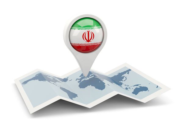 سنجاق گرد با پرچم ایران روی نقشه