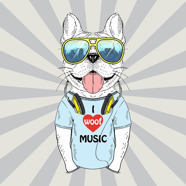 سگ سگ با گوشی پوستر موسیقی