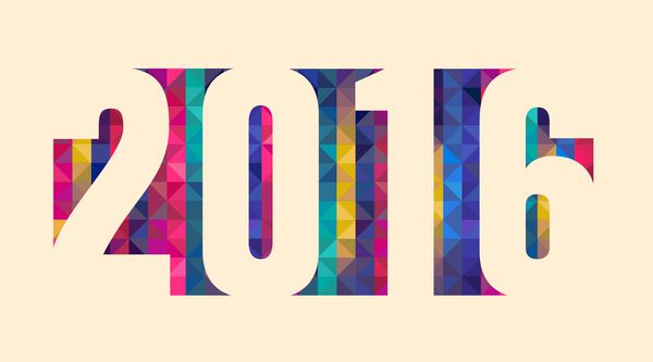 سال 2016 مبارک طراحی رنگارنگ وکتور و تصویر po موجود است