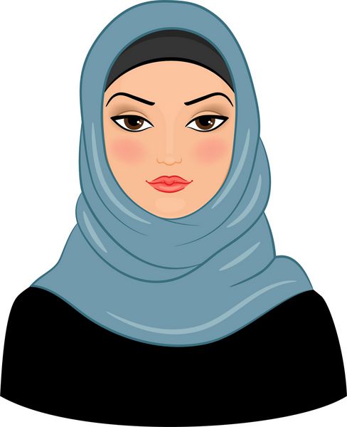 زن مسلمان عربی در زمینه سفید وکتور