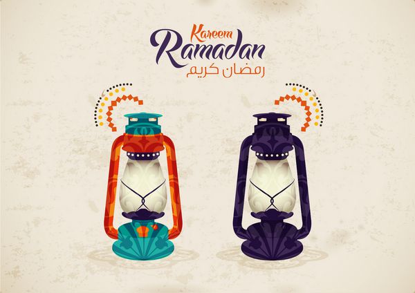 فانوس های عربی در زمینه گرانج برای ماه مبارک جامعه مسلمانان رمضان کریم ترجمه رمضان سخاوتمندانه