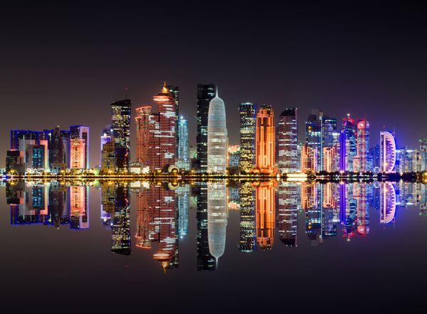 منظره شب افق دوحه - پایتخت قطر