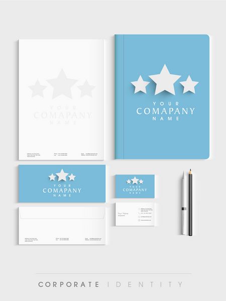 کیت هویت سازمانی خلاقانه حرفه ای برای کسب و کار شما شامل سربرگ کارت ویزیت پاکت نامه پوشه و لوازم التحریر است
