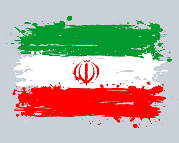 گرافیتی به سبک گرانج با قلم مو و پاشیدن رنگ کشور خاورمیانه وکتور پرچم جمهوری اسلامی ایران