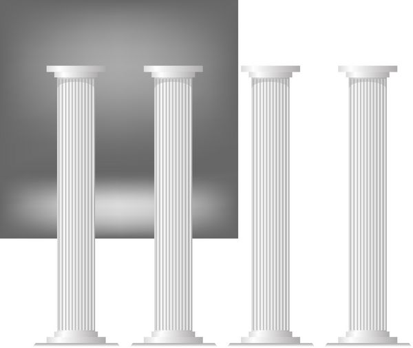 تصویر با ستون های یونانی در پس زمینه تیره