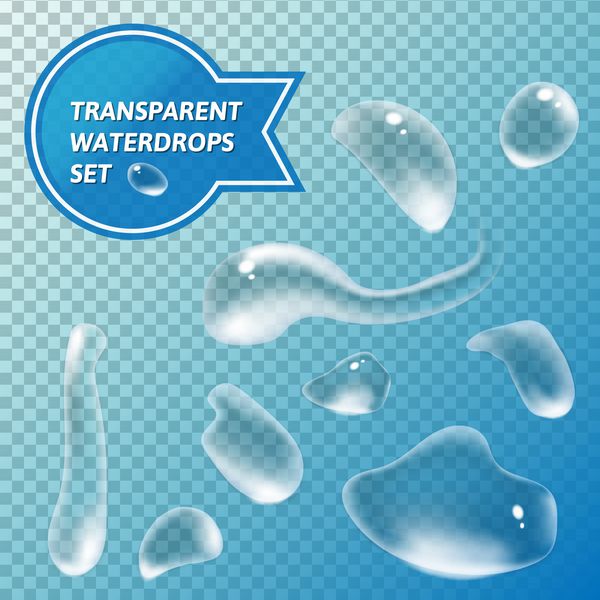 خالص و شفاف آب شفاف قطره های واقعی مجموعه ایزوله وکتور