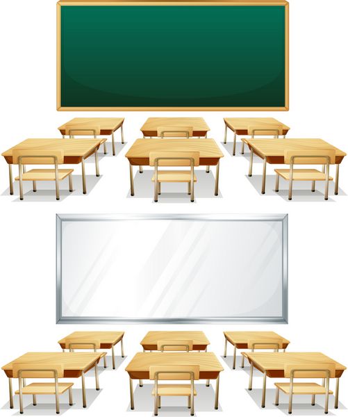 تصویر دو کلاس درس با تخته