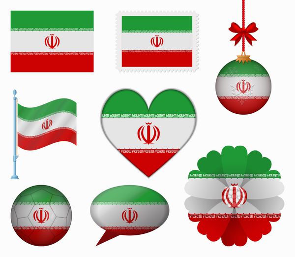 وکتور مجموعه 8 آیتم پرچم ایران