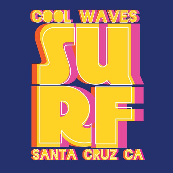 وکتور موج خنک موج سواری در سانتا کروز در کالیفرنیا طرح تی شرت طرح قدیمی