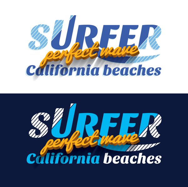 وکتور از بهترین طرح موج سواری موج سواری ساحل کالیفرنیا برای تی شرت طرح قدیمی