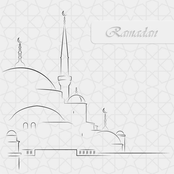 وکتور از مسجد در زمینه تزئینی بدون درز برای ماه مبارک رمضان کریم جامعه مسلمانان