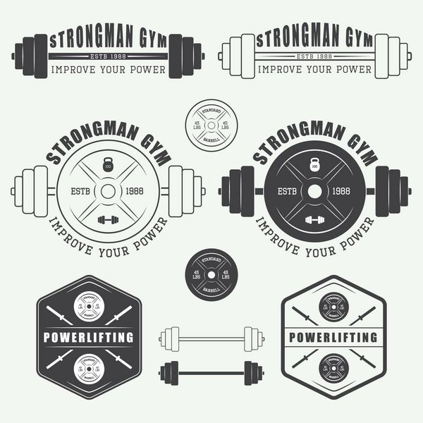 مجموعه ای از لوگوها برچسب ها نشان ها و عناصر ورزشگاه به سبک قدیمی