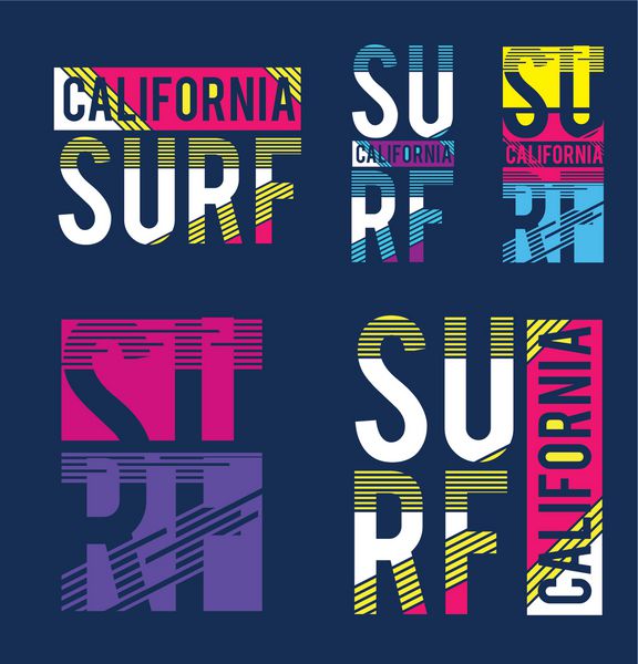 وکتور از طرح موج سواری کالیفرنیا برای تی شرت گرافیک قدیمی برای طرح های تی شرت