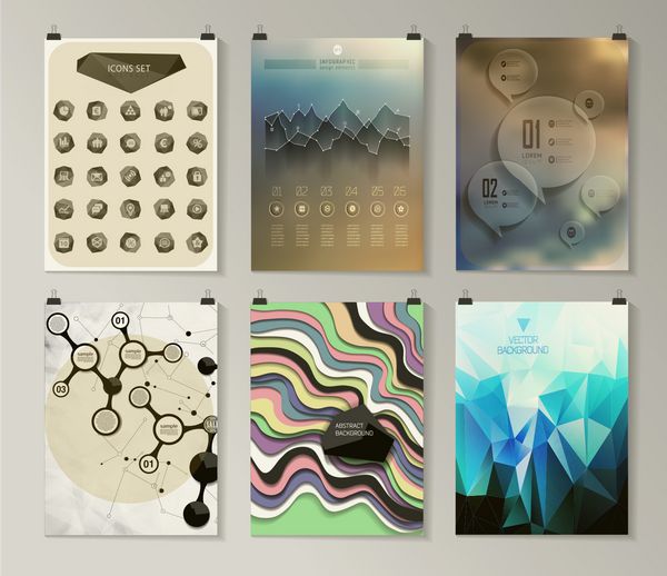مجموعه ای از قالب های طراحی پوستر بروشور بروشور مفهوم اینفوگرافیک پس زمینه های مدرن انتزاعی