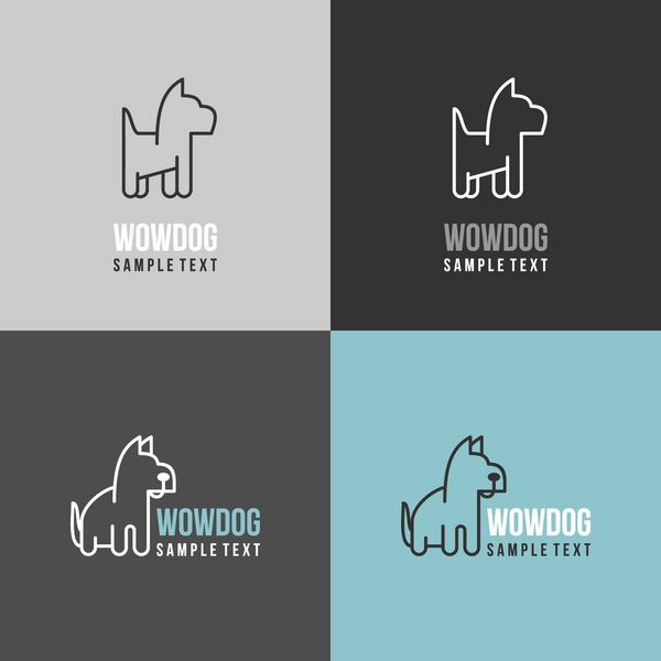 لوگوتایپ الگوی طراحی خط نازک لوگوی سگ با تنوع رنگ