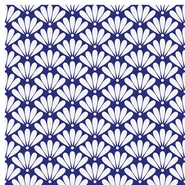 وکتور الگوی گل شرقی پرسلن بدون درز آبی و سفید نیلی
