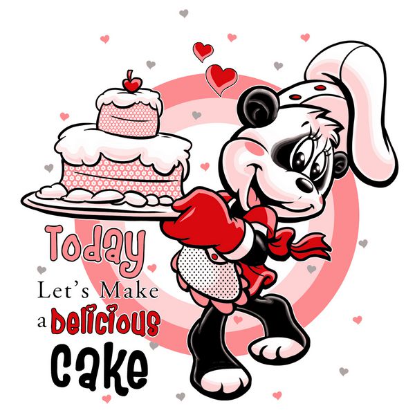 تصویر طراحی شخصیت کیک آشپز پاندا آشپز
