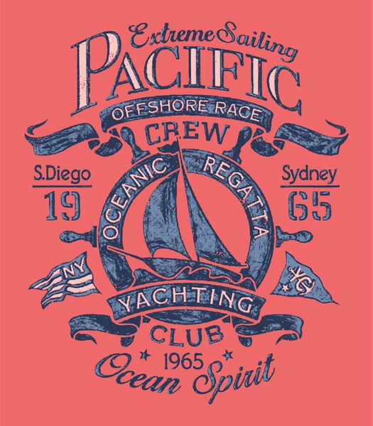کشتی قایقرانی افراطی آثار هنری وکتور برای چاپ تی شرت در رنگ های سفارشی
