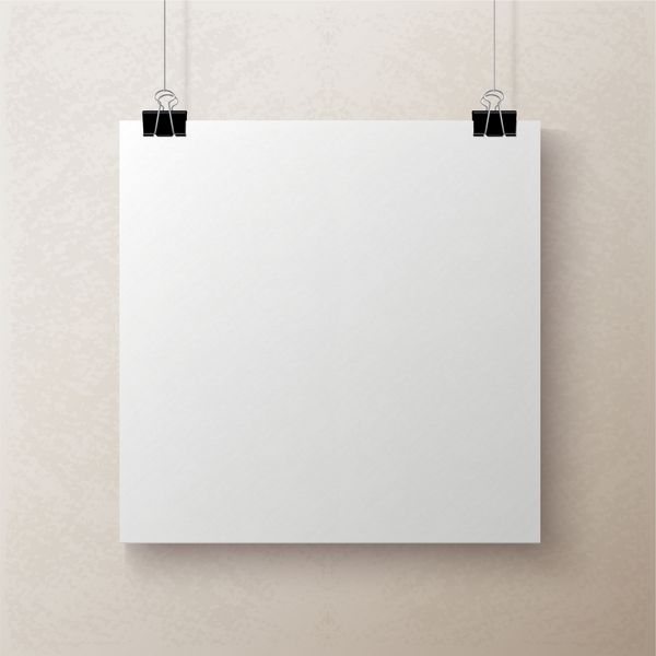 ورق کاغذ مربعی خالی بافت دار سفید در پس زمینه بژ تصویر ماکت برداری