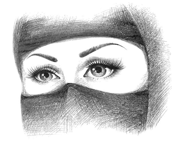 f زیبای زن مسلمان عربی وکتور پس زمینه