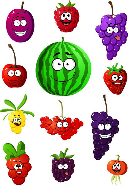 شخصیت های کارتونی خنده دار میوه ها و سبزیجات