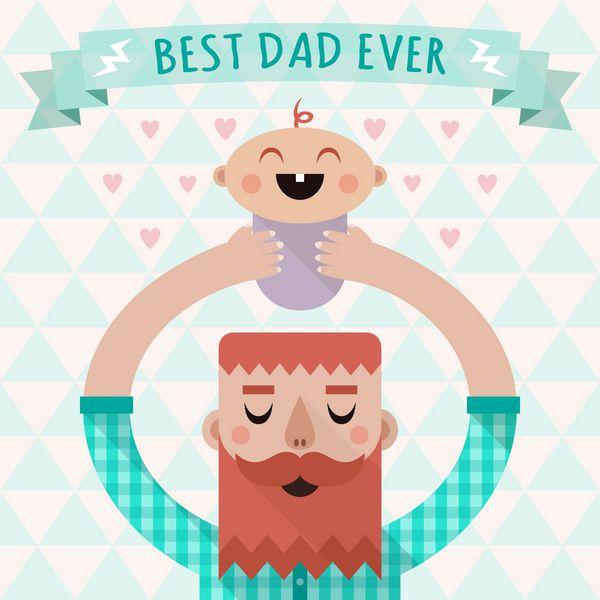 تصویر بردار پدر و فرزند کارت روز پدر مبارک باد