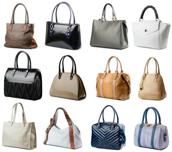 مجموعه کیف های زنانه جدا شده در زمینه سفید