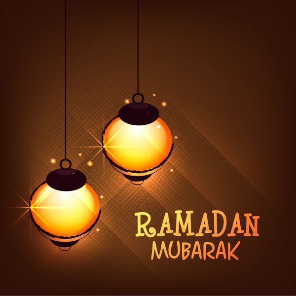 فانوس های عربی روشن بر زمینه بدون درز قهوه ای براق برای ماه مقدس جامعه مسلمانان جشن مبارک رمضان