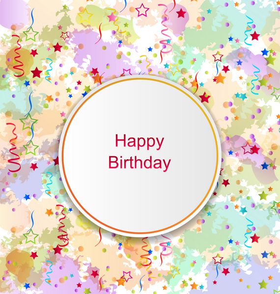 تصویر کارت کنفتی برای تولدت مبارک در پس زمینه رنگارنگ Grunge - وکتور