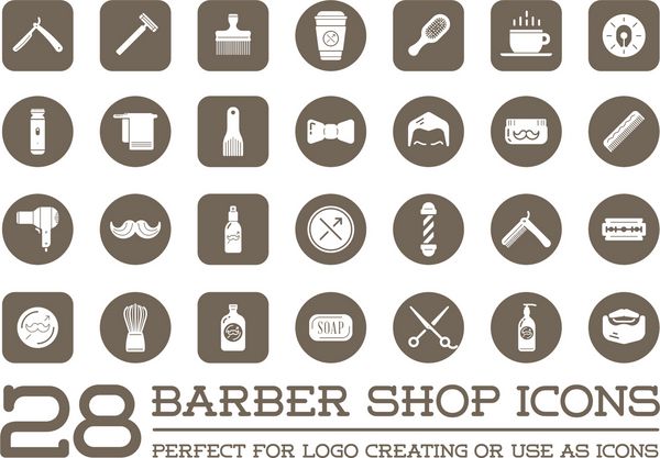 مجموعه ای از عناصر وکتور آرایشگاه مغازه و نمادهای فروشگاه تراشیدن را می توانید به عنوان لوگو یا نماد با کیفیت برتر استفاده کنید