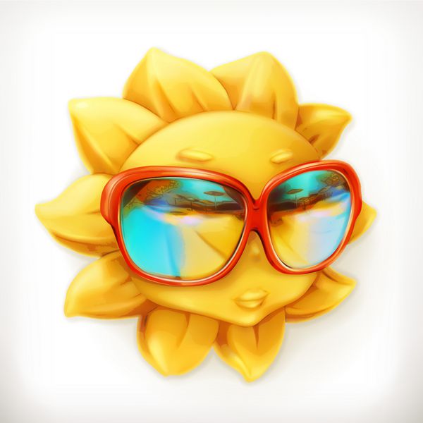 آفتاب داغ تابستان عینک آفتابی نماد بردار