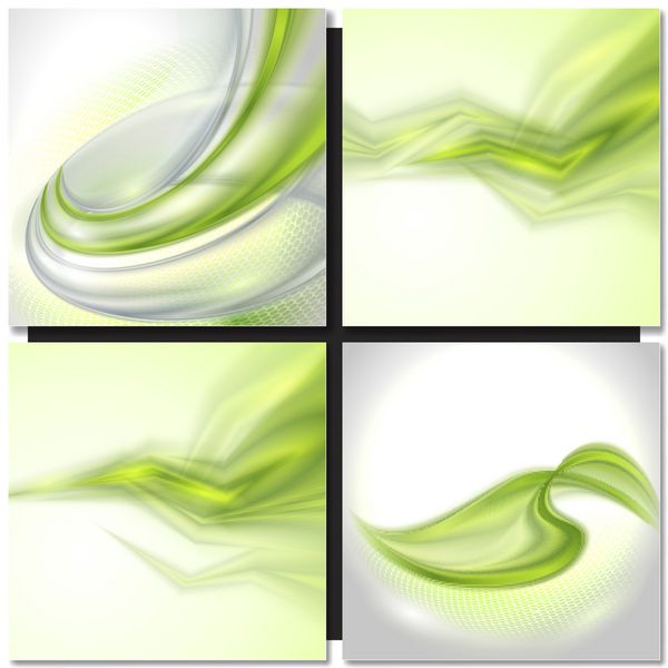 مجموعه ای از پس زمینه بردار موج گردشی سبز انتزاعی
