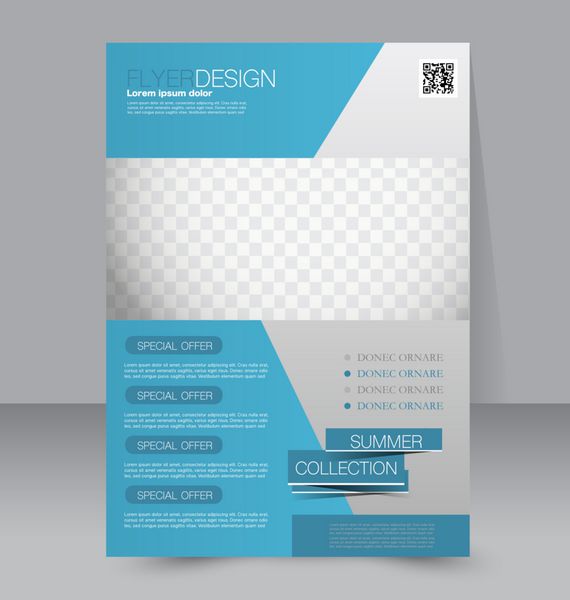 قالب برگه جزوه تجاری پوستر A4 قابل ویرایش برای طراحی آموزش ارائه وب سایت جلد مجله رنگ آبی