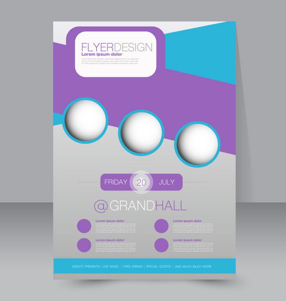 قالب برگه جزوه تجاری پوستر A4 قابل ویرایش برای طراحی آموزش ارائه وب سایت جلد مجله رنگ آبی و بنفش و آبی