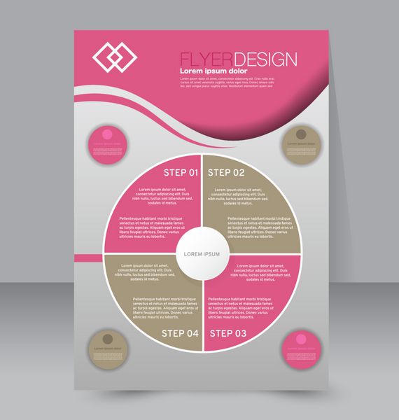 قالب برگه جزوه تجاری پوستر A4 قابل ویرایش برای طراحی آموزش ارائه وب سایت جلد مجله رنگ صورتی و قهوه ای