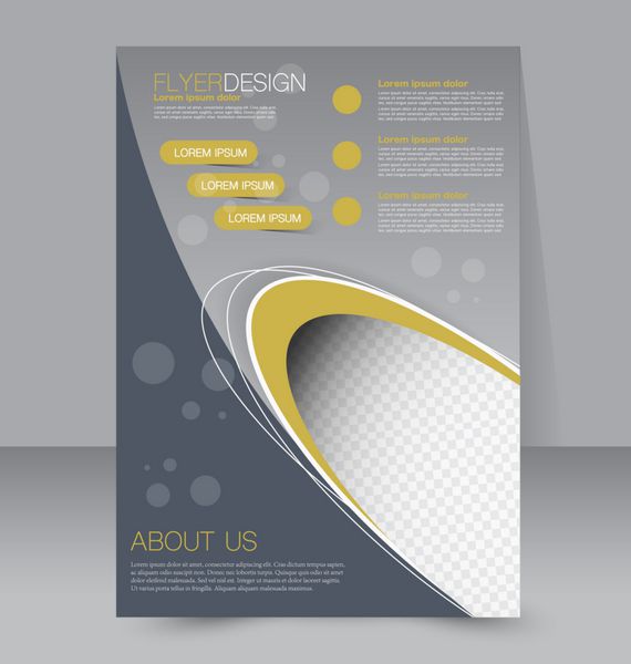 قالب برگه جزوه تجاری پوستر A4 قابل ویرایش برای طراحی آموزش ارائه وب سایت جلد مجله رنگ زرد و خاکستری